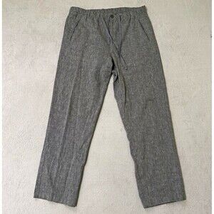 Tasso Elba Island Men's Linen Cotton Drawstring Elastic Waist Pants Gray L